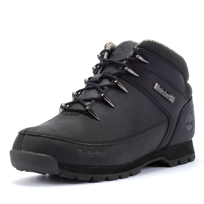 Timberland Euro Sprint Mid Lace Premium Botas Negras De Cuero Para Hombre.