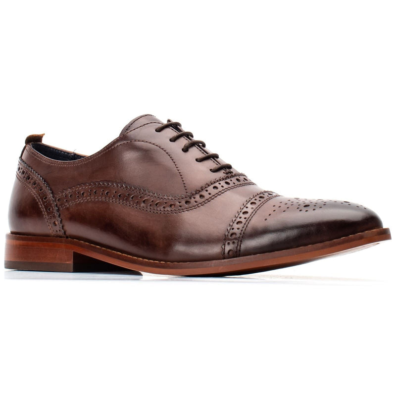 Base London Cast Washed Zapatos Brogues Marrones De Cuero Para Hombre