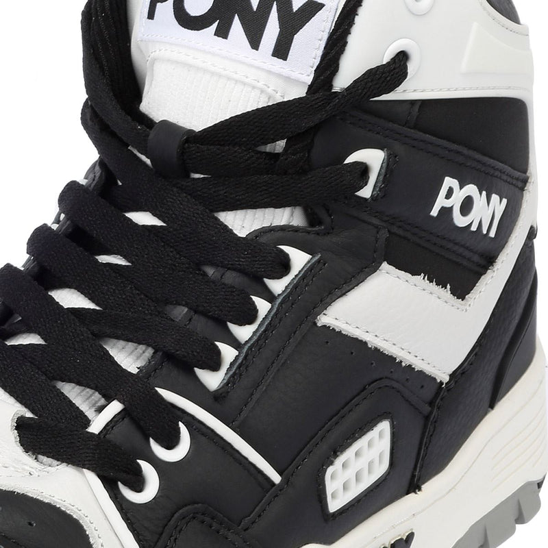 Pony M_100 Zapatillas De Cuero Negras/Blancas