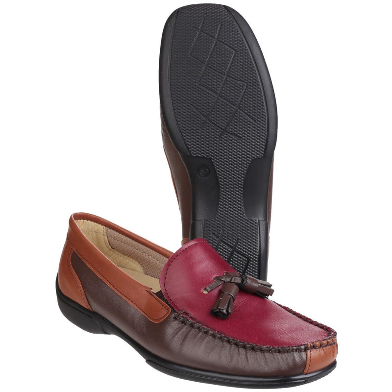 Cotswold Biddlestone Mocasines De Cuero Para Mujer En Color Castaño/Marrón Vino