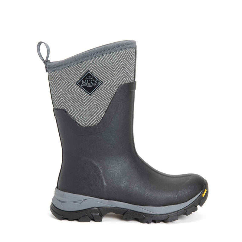 Muck Boots Arctic Ice Mid AGAT Botas De Agua Geométricas Negras/Grises De Goma