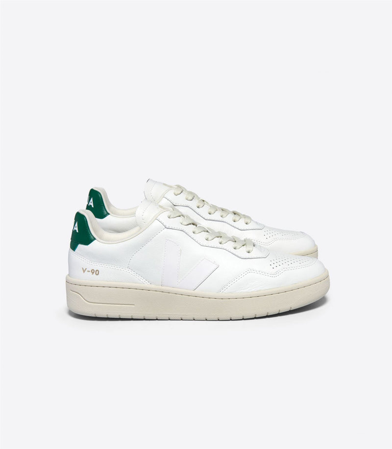 Veja V-90 Zapatillas De Deporte Blancas De Cuero Para Mujer