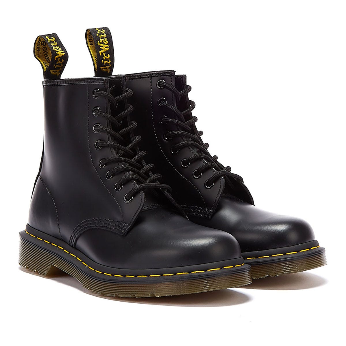 Dr. Martens 1460 Botas De Cuero Negro Liso Para Mujeres