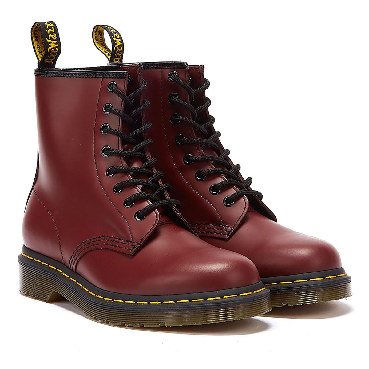 Dr. Martens 1460 Botas De Cuero Rojo Cereza Liso Para Mujer