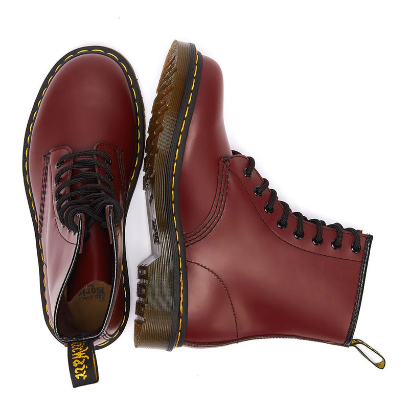 Dr. Martens 1460 Botas De Cuero Rojo Cereza Liso Para Mujer