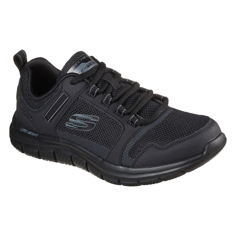 Skechers Track Knockhill Zapatillas De Piel Para Hombre En Negro.