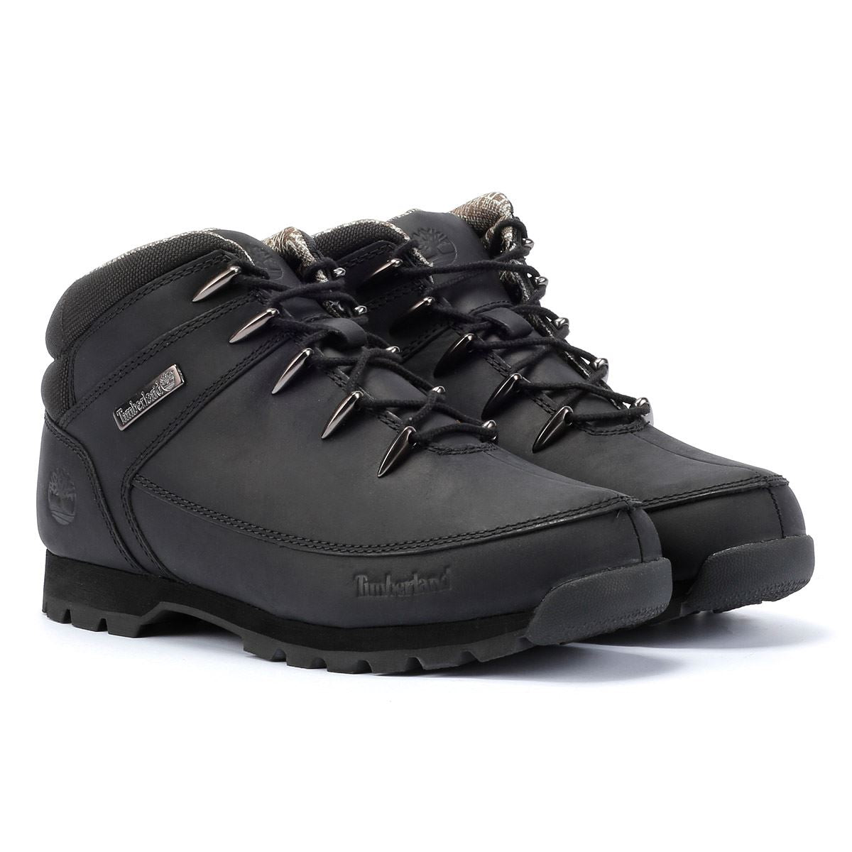 Timberland Euro Sprint Mid Lace Premium Botas Negras De Cuero Para Hombre.