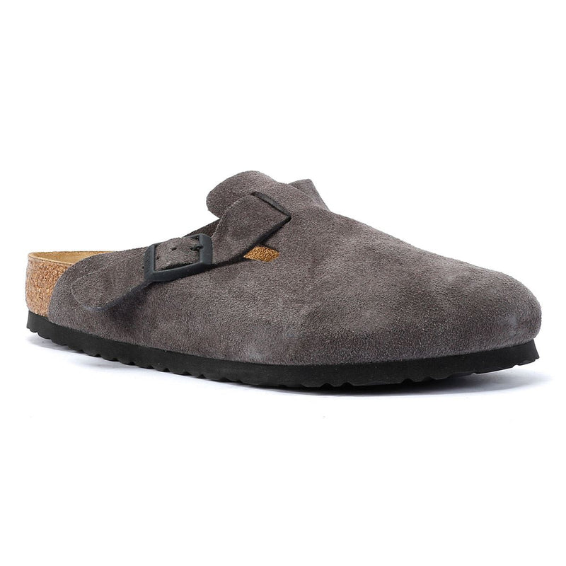 Birkenstock Boston Zuecos De Ante Gris