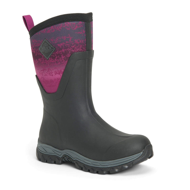 Muck Boots Arctic Sport Mid Botas De Agua Negras/Magenta De Goma.