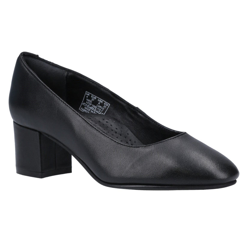 Hush Puppies Anna Tacones Negros De Cuero Para Mujeres