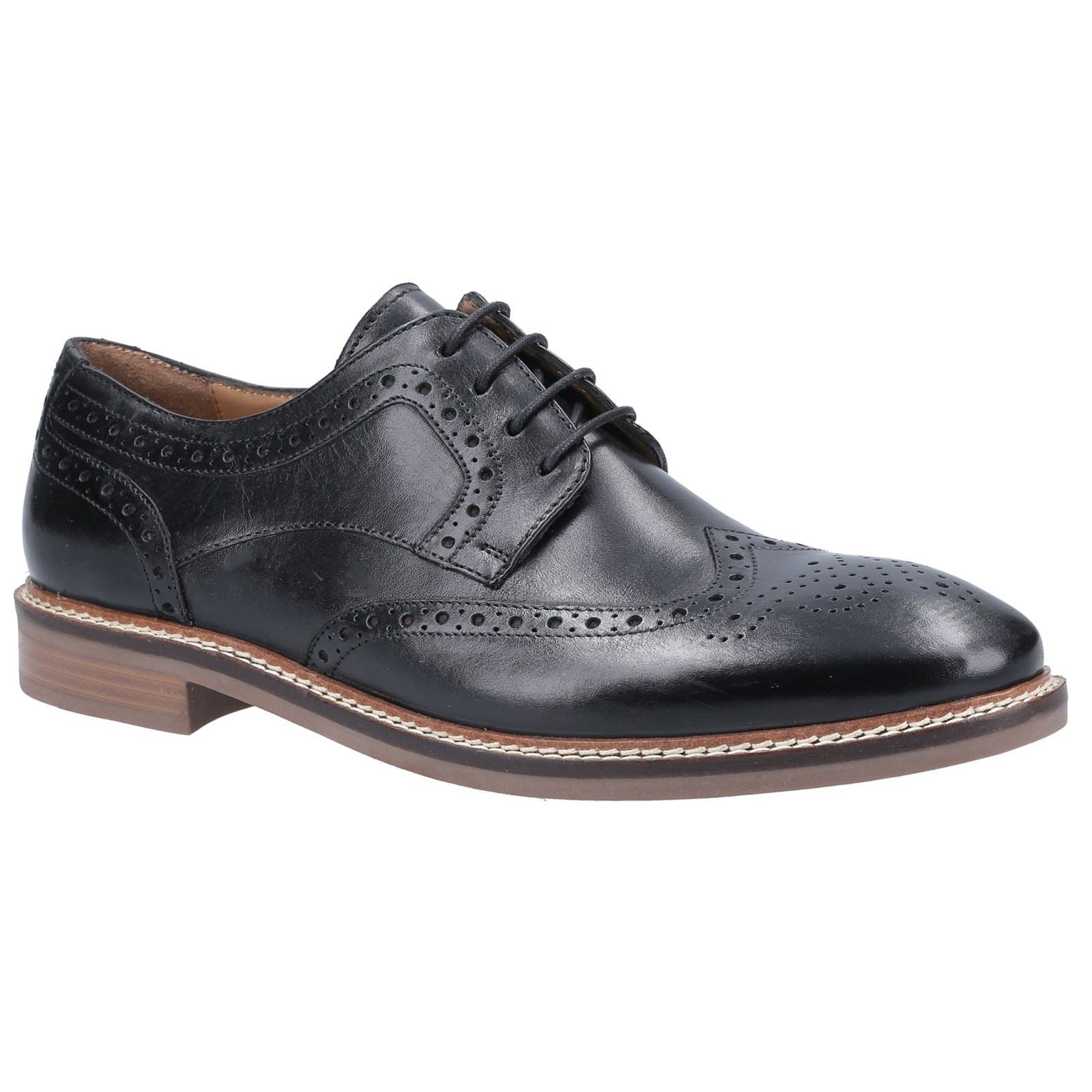 Hush Puppies Bryson Zapatos Negros Brogues De Cuero Para Hombre