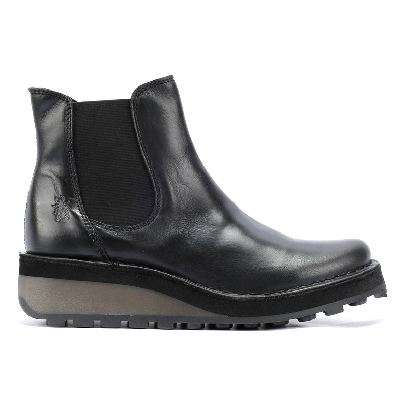 Fly London Huud Botas Negras De Cuero Para Mujer