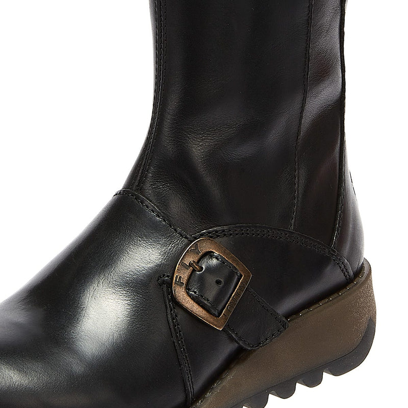 Fly London Botas De Cuero Negras Para Mujer