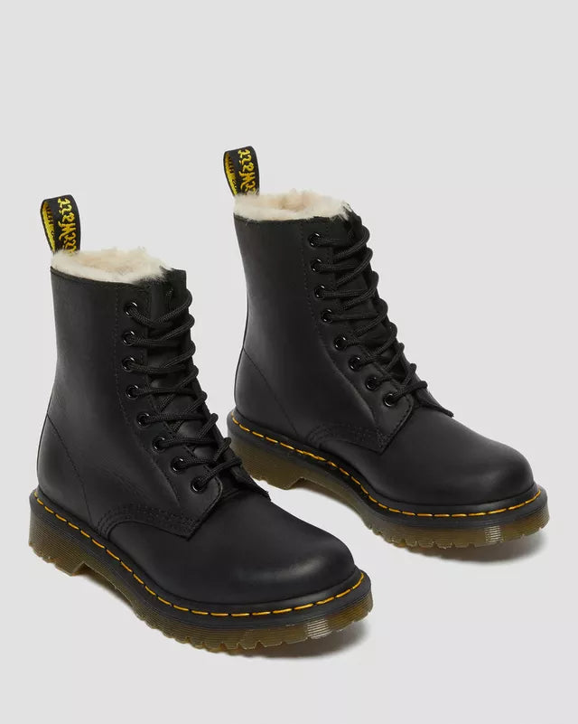 Dr. Martens Serena Botas Negras De Cuero Wyoming Pulido Para Mujer