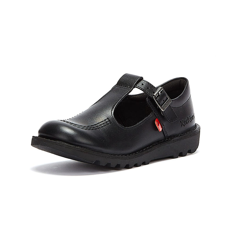 Kickers Zapatos De Cuero Negro Para Niños Kick T Junior