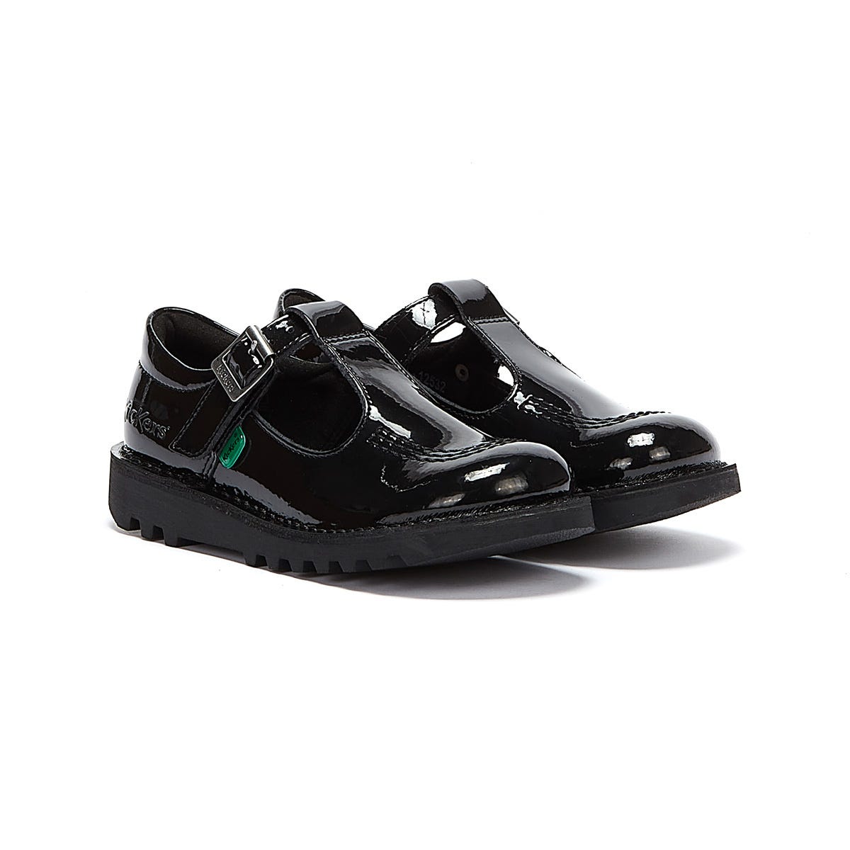 Kickers Zapatos De Charol Negros Junior Con Tira En Forma De T