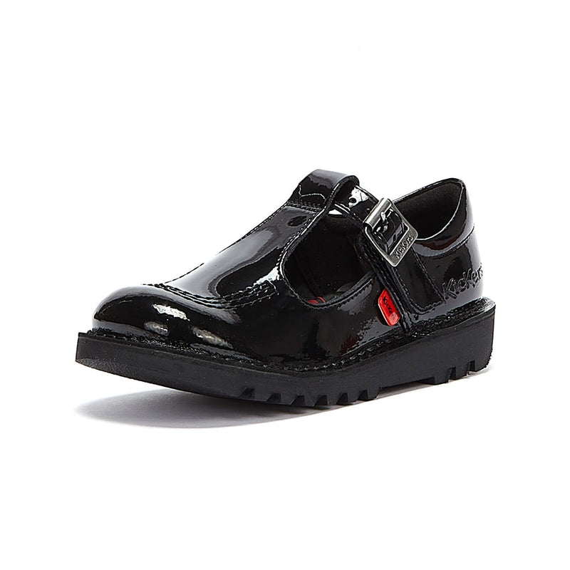 Kickers Zapatos De Charol Negros Junior Con Tira En Forma De T