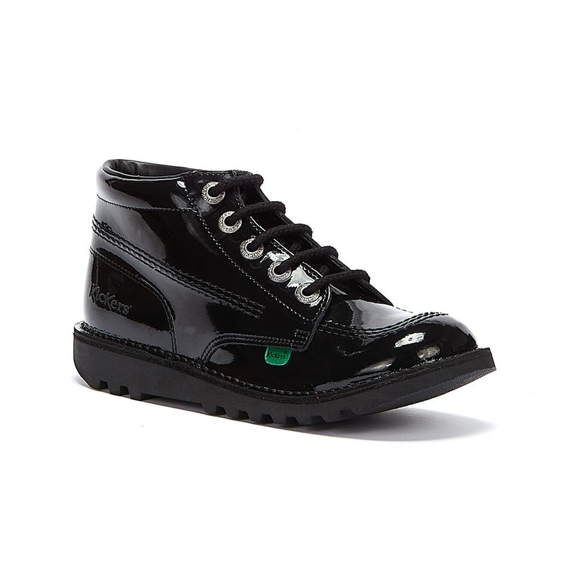 Kickers Youth Kick Hi Negro Patente