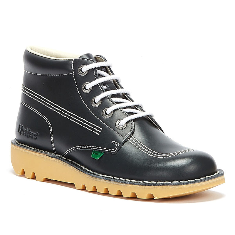 Kickers Botas De Cuero Azul Marino/Natural Kick Hi Core Para Hombres