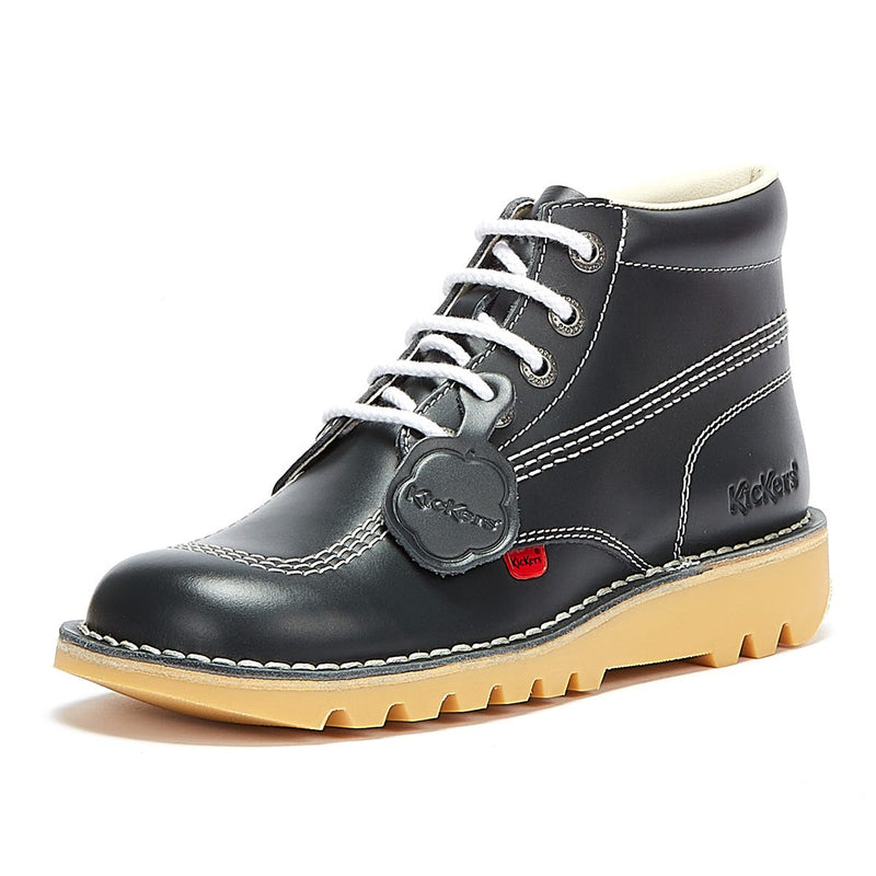 Kickers Botas De Cuero Azul Marino/Natural Kick Hi Core Para Hombres