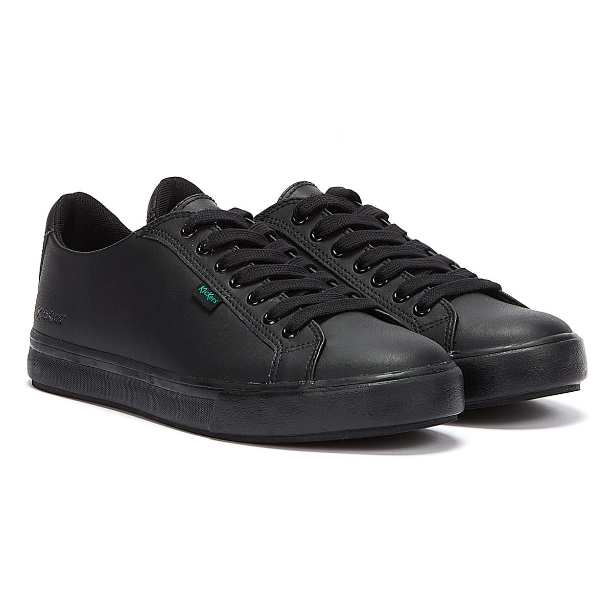 Kickers Zapatillas De Cuero Negro Con Cordones Tovni Lacer