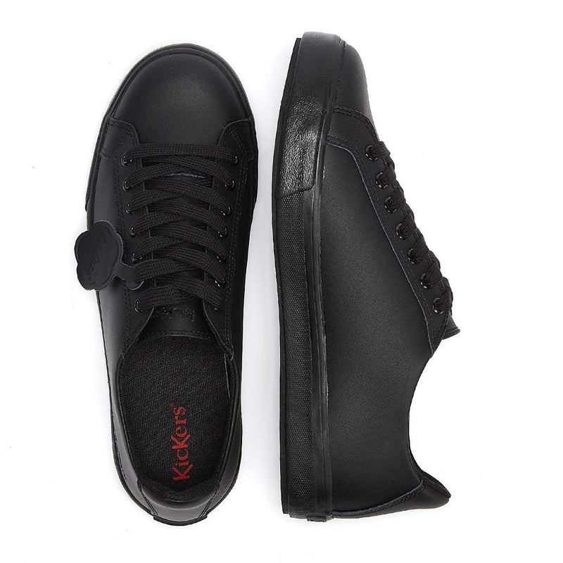 Kickers Zapatillas De Cuero Negro Con Cordones Tovni Lacer