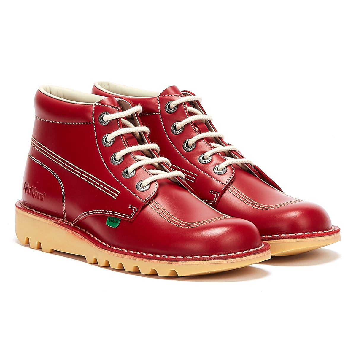 Kickers Botas De Cuero Rojas Para Hombre Kick Hi