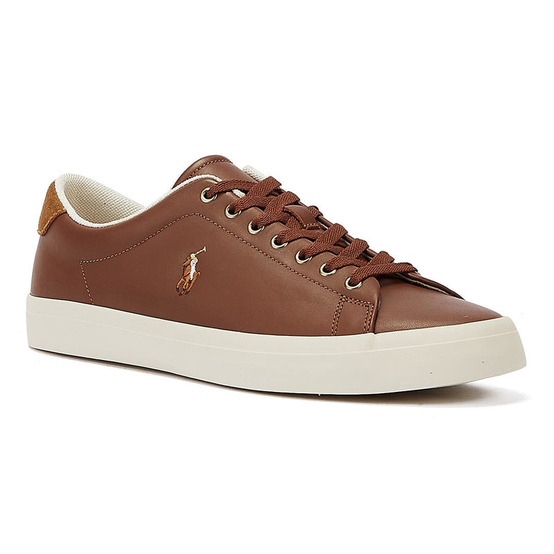 Ralph Lauren Zapatillas De Cuero Para Hombres De Longwood En Color Marrón Claro