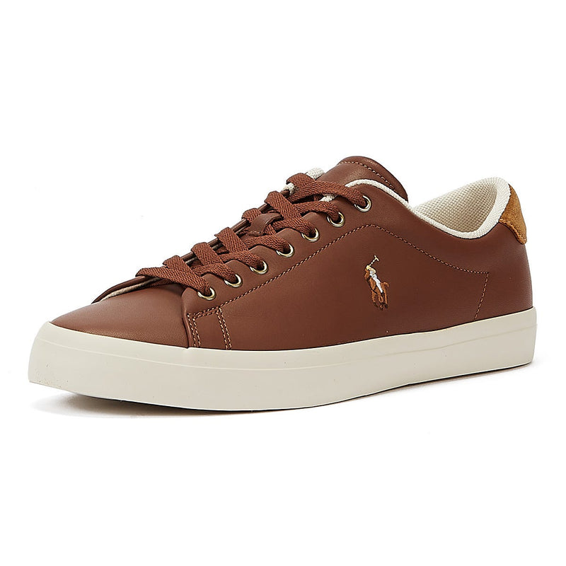 Ralph Lauren Zapatillas De Cuero Para Hombres De Longwood En Color Marrón Claro