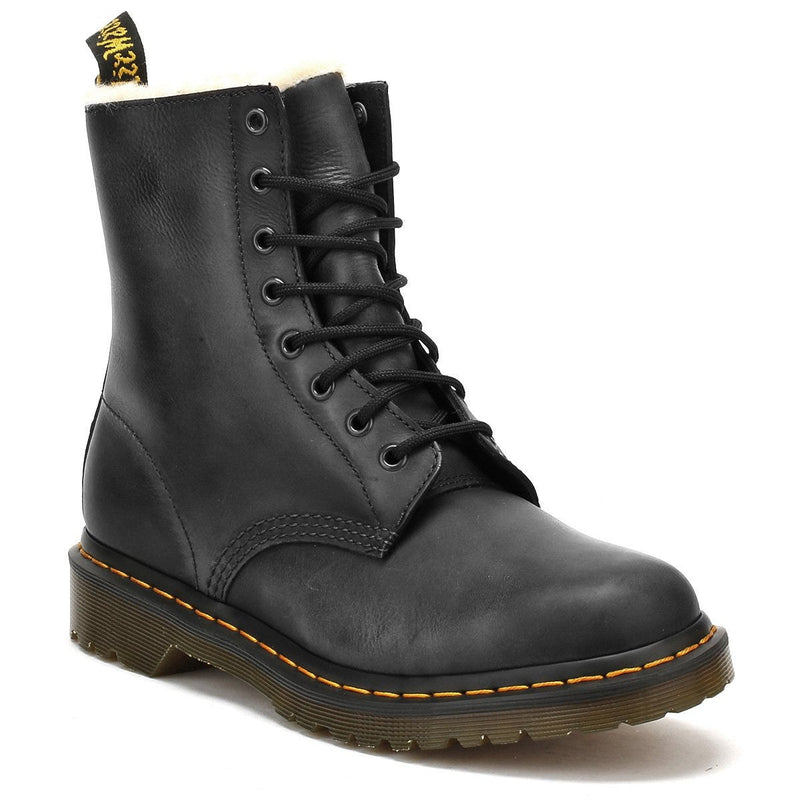 Dr. Martens Serena Botas Negras De Cuero Wyoming Pulido Para Mujer