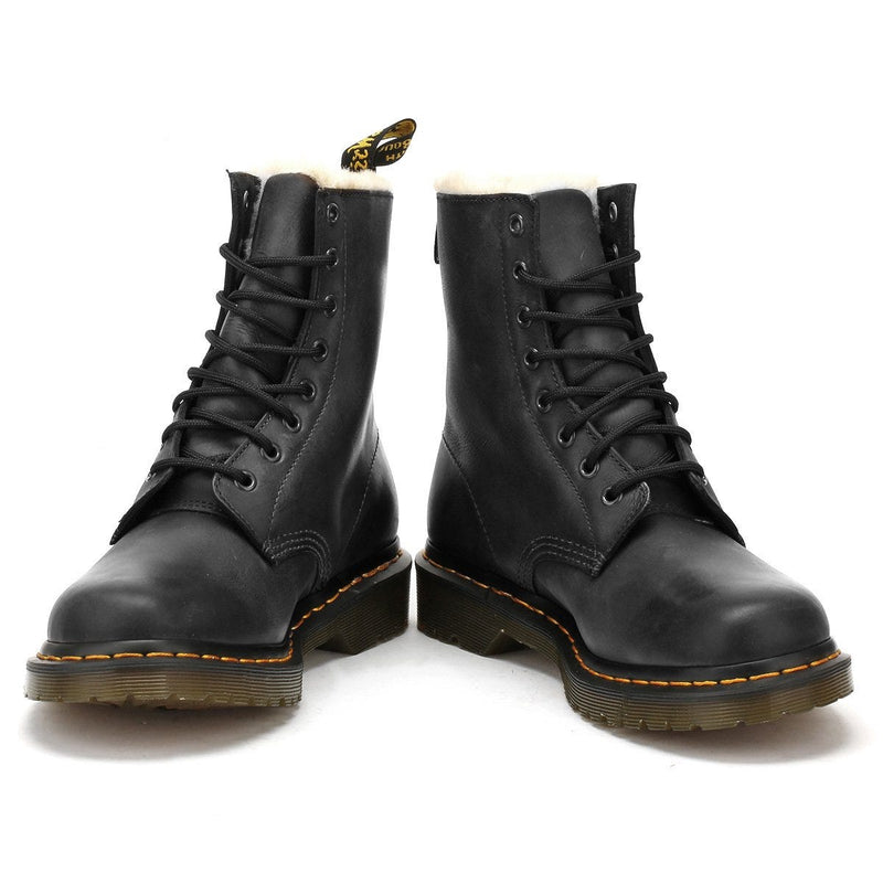 Dr. Martens Serena Botas Negras De Cuero Wyoming Pulido Para Mujer