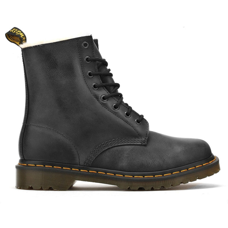 Dr. Martens Serena Botas Negras De Cuero Wyoming Pulido Para Mujer