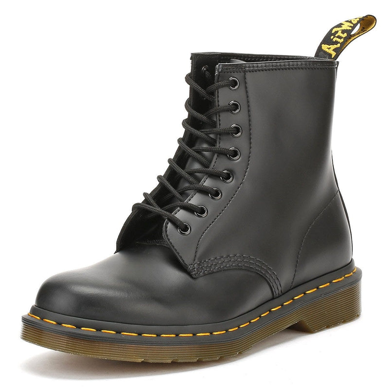 Dr. Martens 1460 Botas De Cuero Negro Liso Para Mujeres