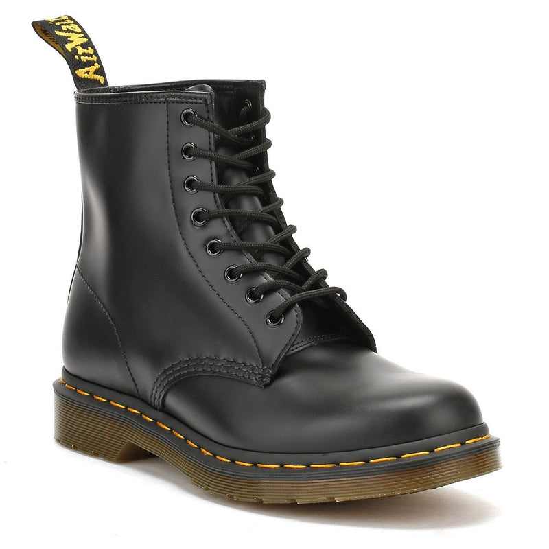 Dr. Martens 1460 Botas De Cuero Negro Liso Para Mujeres