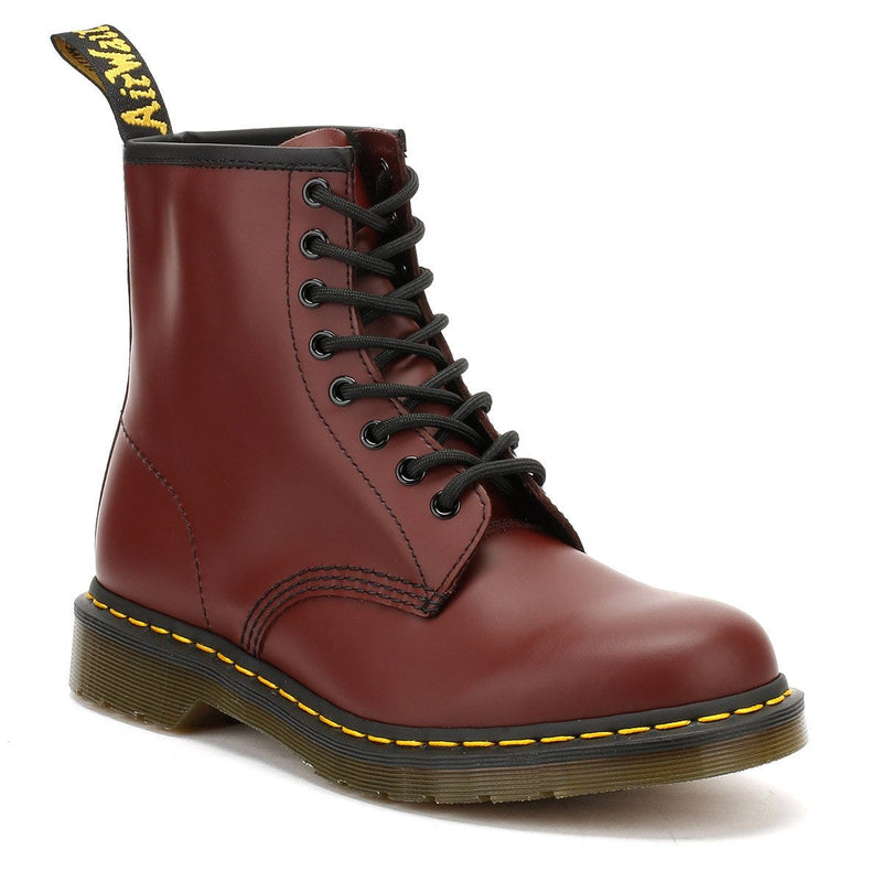 Dr. Martens 1460 Botas De Cuero Rojo Cereza Liso Para Mujer