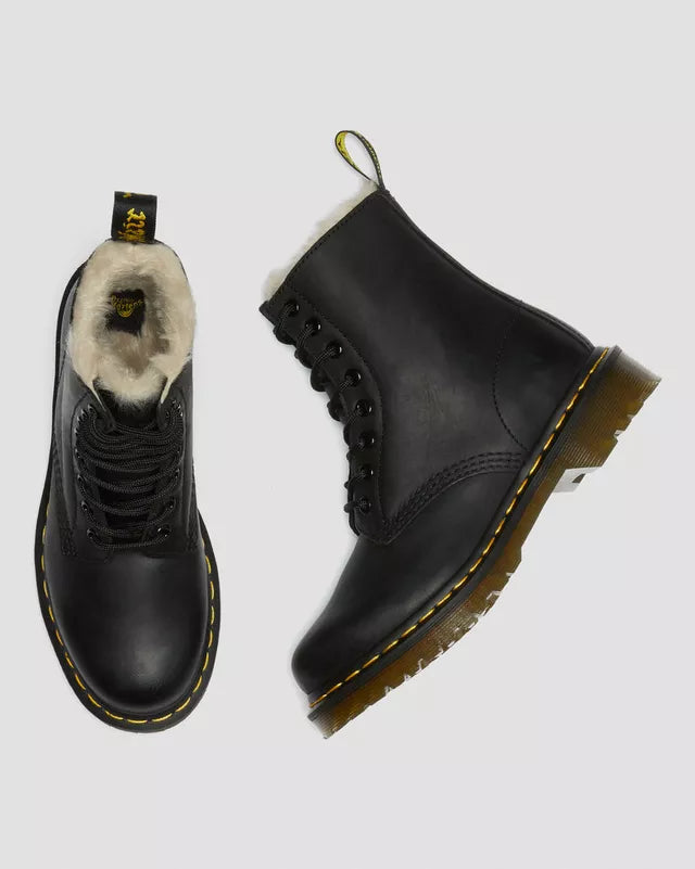 Dr. Martens Serena Botas Negras De Cuero Wyoming Pulido Para Mujer